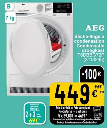 Promotions Aeg sèche-linge à condensation condensatie droogkast t6dbbg72p - AEG - Valide de 28/03/2023 à 08/04/2023 chez Cora