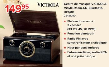 Promoties Centre de musique victrola vinyle-radio-cd-bluetooth acajou - Victrola - Geldig van 27/03/2023 tot 16/04/2023 bij Euro Shop