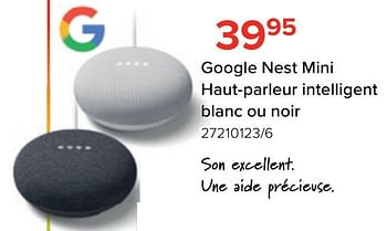 Promoties Google nest mini haut-parleur intelligent blanc ou noir - Google - Geldig van 27/03/2023 tot 16/04/2023 bij Euro Shop