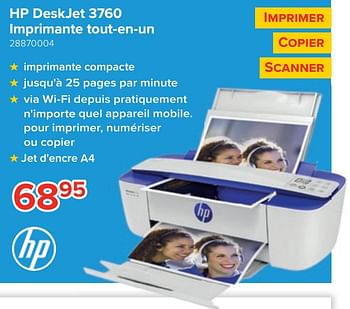 Promoties Hp deskjet 3760 imprimante tout-en-un - HP - Geldig van 27/03/2023 tot 16/04/2023 bij Euro Shop