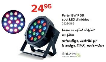 Promoties Party 18w rgb spot led d`intérieur - Ibiza - Geldig van 27/03/2023 tot 16/04/2023 bij Euro Shop