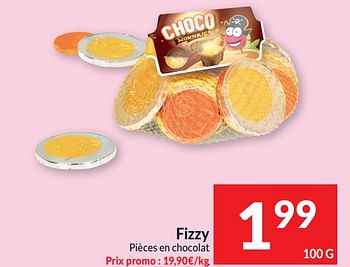 Promotions Fizzy pièces en chocolat - Fizzy - Valide de 28/03/2023 à 02/04/2023 chez Intermarche