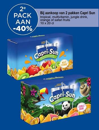 Promoties 2e pack aan -40% bij aankoop van 2 pakken capri sun - Capri-Sun - Geldig van 05/04/2023 tot 18/04/2023 bij Alvo