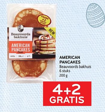 Promotions American pancakes beauvoords bakhuis 4+2 gratis - Beauvoords Bakhuis - Valide de 05/04/2023 à 18/04/2023 chez Alvo