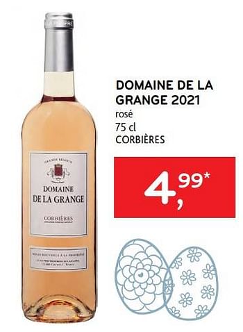 Promoties Domaine de la grange 2021 rosé - Rosé wijnen - Geldig van 05/04/2023 tot 18/04/2023 bij Alvo