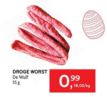 Promoties Droge worst de wulf - De Wulf - Geldig van 05/04/2023 tot 18/04/2023 bij Alvo