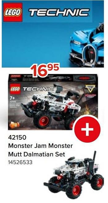 Promoties 42150 monster jam monster mutt dalmatian set - Lego - Geldig van 27/03/2023 tot 16/04/2023 bij Euro Shop