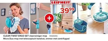 Promoties Clean twist ergo set - Leifheit - Geldig van 27/03/2023 tot 16/04/2023 bij Euro Shop