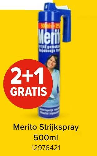 Promoties Merito strijkspray 2+1 gratis - Merito - Geldig van 27/03/2023 tot 16/04/2023 bij Euro Shop