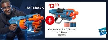 Promoties Nerf elite 2.0 commander rd 6 blaster + 12 darts - Hasbro - Geldig van 27/03/2023 tot 16/04/2023 bij Euro Shop