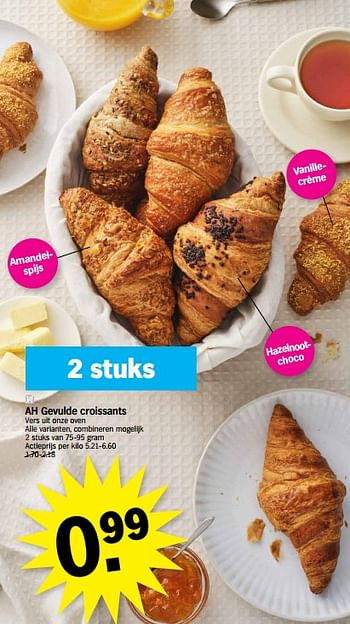 Promoties Ah gevulde croissants - Huismerk - Albert Heijn - Geldig van 27/03/2023 tot 02/04/2023 bij Albert Heijn