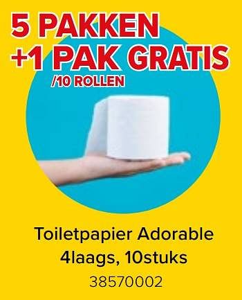 Promoties Toiletpapier adorable 5 pakken +1 pak gratis - Huismerk - Euroshop - Geldig van 27/03/2023 tot 16/04/2023 bij Euro Shop
