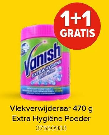 Promoties Vlekverwijderaar 470 g extra hygiëne poeder 1+1 gratis - Vanish - Geldig van 27/03/2023 tot 16/04/2023 bij Euro Shop