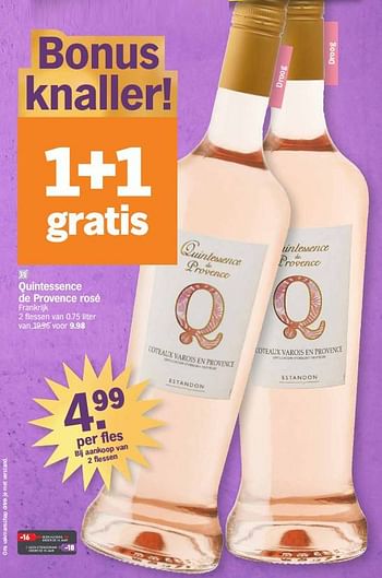 Promoties Quintessence de provence rosé - Rosé wijnen - Geldig van 27/03/2023 tot 02/04/2023 bij Albert Heijn