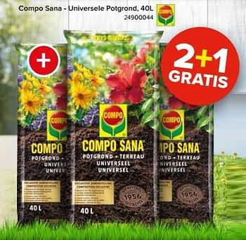 Promoties Compo sana - universele potgrond 2+1 gratis - Compo - Geldig van 27/03/2023 tot 16/04/2023 bij Euro Shop