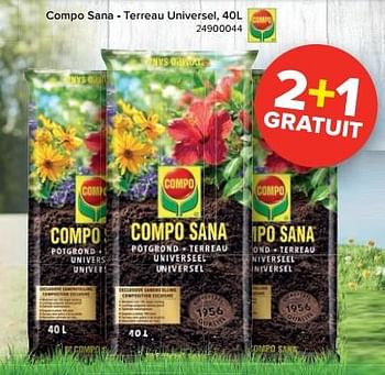 Promotions Compo sana - terreau universel 2+1 gratuit - Compo - Valide de 27/03/2023 à 16/04/2023 chez Euro Shop