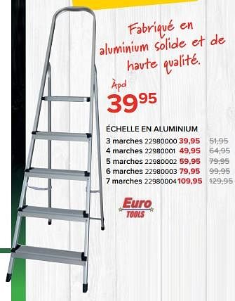 Promotions Échelle en aluminium 3 marches - Euro Tools - Valide de 27/03/2023 à 16/04/2023 chez Euro Shop