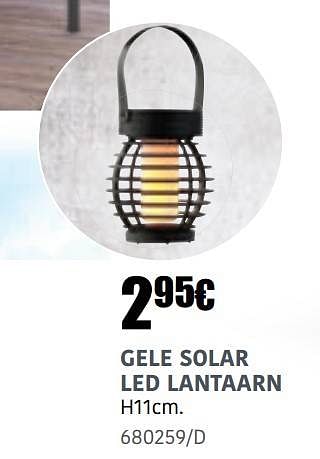 Promoties Gele solar led lantaarn - Huismerk - HandyHome - Geldig van 30/03/2023 tot 30/09/2023 bij HandyHome
