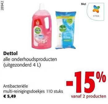 Promoties Dettol antibacteriële multi-reinigingsdoekjes - Dettol - Geldig van 22/03/2023 tot 04/04/2023 bij Colruyt