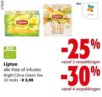Promotions Lipton bright citrus green tea - Lipton - Valide de 22/03/2023 à 04/04/2023 chez Colruyt