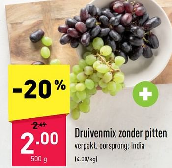 Promoties Druivenmix zonder pitten - Huismerk - Aldi - Geldig van 03/04/2023 tot 08/04/2023 bij Aldi