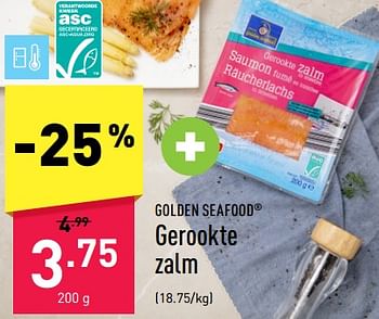 Promoties Gerookte zalm - Golden Seafood - Geldig van 03/04/2023 tot 08/04/2023 bij Aldi