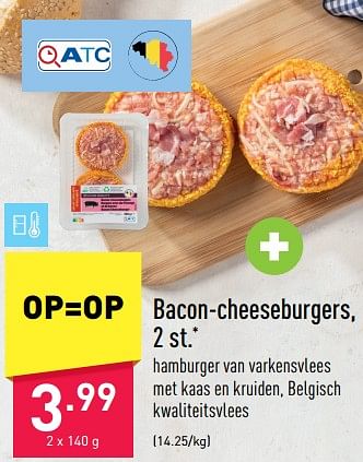 Promoties Bacon-cheeseburgers - Huismerk - Aldi - Geldig van 03/04/2023 tot 08/04/2023 bij Aldi