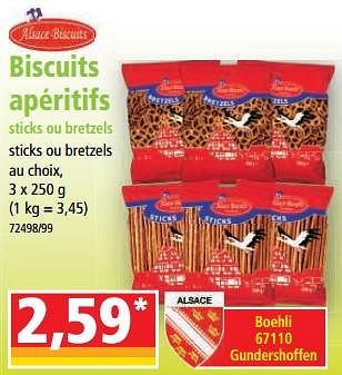Promotions Biscuits apéritifs sticks ou bretzels - Alsace Biscuits - Valide de 29/03/2023 à 04/04/2023 chez Norma