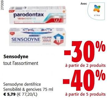 Promotions Sensodyne dentifrice sensibilité + gencives - Sensodyne - Valide de 22/03/2023 à 04/04/2023 chez Colruyt