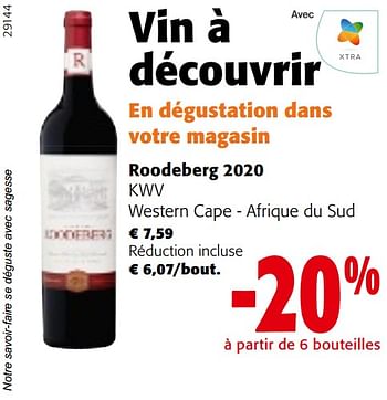 Promotions Roodeberg 2020 kwv western cape - afrique du sud - Vins rouges - Valide de 22/03/2023 à 04/04/2023 chez Colruyt