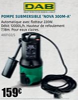 Promotions Dab pompe submersible nova 300m-a - Dab - Valide de 30/03/2023 à 30/09/2023 chez HandyHome