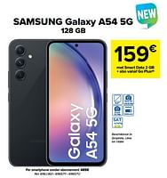 Promoties Samsung galaxy a54 5g 128 gb - Samsung - Geldig van 29/03/2023 tot 10/04/2023 bij Carrefour