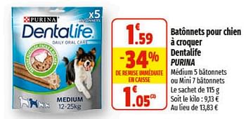 Promotions Batônnets pour chien à croquer dentalife purina - Purina - Valide de 29/03/2023 à 09/04/2023 chez Coccinelle
