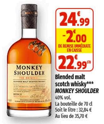 Promotions Blended malt scotch whisky monkey shoulder - Monkey Shoulder - Valide de 29/03/2023 à 09/04/2023 chez Coccinelle