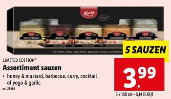 Promoties Assortiment sauzen - Limited Edition - Geldig van 05/04/2023 tot 11/04/2023 bij Lidl