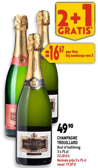 Promoties Champagne trouillard brut of halfdroog - Champagne - Geldig van 29/03/2023 tot 04/04/2023 bij Smatch