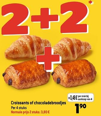 Promotions Croissants of chocoladebroodjes - Produit Maison - Smatch - Valide de 29/03/2023 à 04/04/2023 chez Smatch