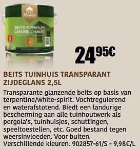 Promoties Beits tuinhuis transparant zijdeglans - Home Decorations - Geldig van 30/03/2023 tot 30/09/2023 bij HandyHome