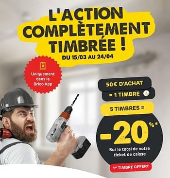 Promotions -20% sur le total de votre ticket de caisse - Produit maison - Brico - Valide de 29/03/2023 à 10/04/2023 chez Brico