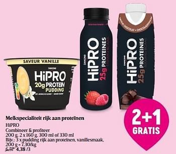 Promoties Hipro pudding rijk aan proteïnen vanillesmaak - Danone - Geldig van 30/03/2023 tot 04/04/2023 bij Delhaize