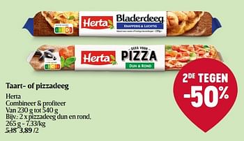 Promoties Pizzadeeg dun en rond - Herta - Geldig van 30/03/2023 tot 04/04/2023 bij Delhaize