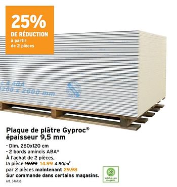 Promotions Plaque de plâtre gyproc - Gyproc - Valide de 29/03/2023 à 11/04/2023 chez Gamma