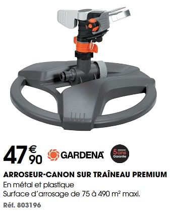 Promotions Arroseur-canon sur traîneau premium - Gardena - Valide de 08/03/2023 à 30/09/2023 chez Bricopro