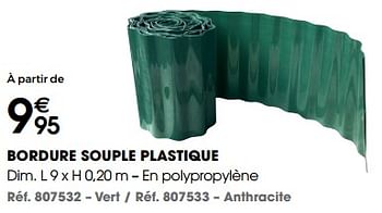 Promotions Bordure souple plastique vert - Produit Maison - Bricopro - Valide de 08/03/2023 à 30/09/2023 chez Bricopro