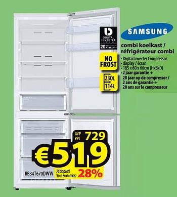 Promoties Samsung combi koelkast - réfrigérateur combi rb34t670dww - Samsung - Geldig van 05/04/2023 tot 12/04/2023 bij ElectroStock