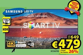 Promoties Samsung led tv ue55au7092 - Samsung - Geldig van 05/04/2023 tot 12/04/2023 bij ElectroStock