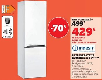 Promotions Indesit refrigerateur li7s1ew - Indesit - Valide de 28/03/2023 à 10/04/2023 chez Super U