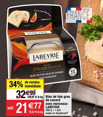 Promotions Bloc de foie gras de canard avec morceaux labeyrie - Labeyrie - Valide de 28/03/2023 à 10/04/2023 chez Migros