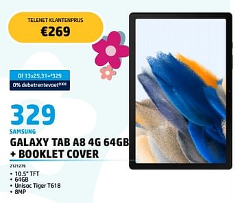 Promoties Samsung galaxy tab a8 4g 64gb + booklet cover - Samsung - Geldig van 01/04/2023 tot 30/04/2023 bij Auva
