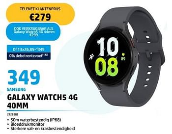 Promoties Samsung galaxy watch5 4g 40mm - Samsung - Geldig van 01/04/2023 tot 30/04/2023 bij Auva